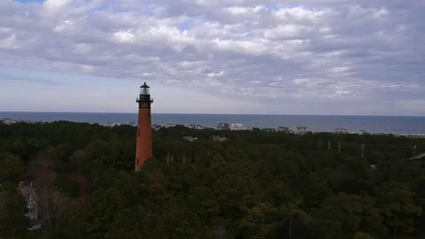 Currituck Beach Light in the Outer Banks of North Carolina. Stockbeeldmateriaal 105677668