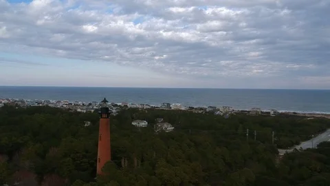 Currituck Beach Light in the Outer Banks of North Carolina. Stockbeeldmateriaal 105677731