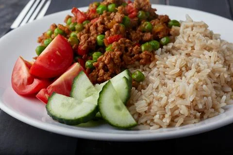 Curry and rice. Stock Photos
