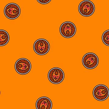 Curry fish vector seamless pattern Stock Illustration