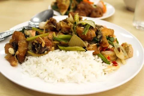 Curry over rice Stock Photos