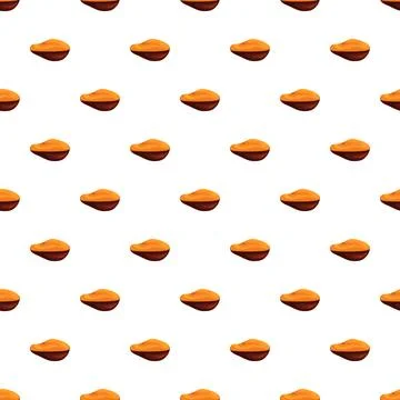 Curry powder in bowl seamless pattern background Stock Illustration
