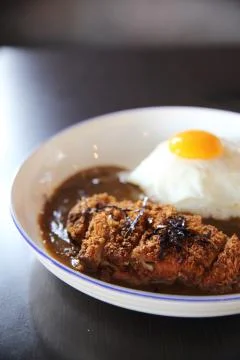 Curry rice with fried pork Stock Photos