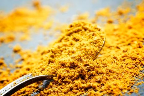 Curry spice, macro photo, selective focus Stock Photos
