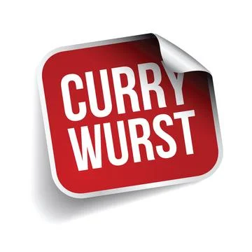 Curry wurst label red sticker Illustrazione stock