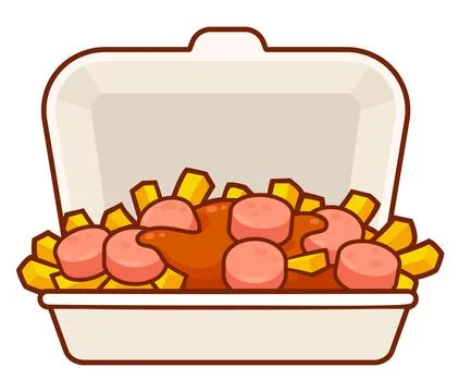 Currywurst in takeout box Illustrazione stock