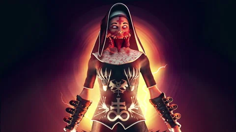 Cursed Nun VJ Loop Stock Footage 154715309