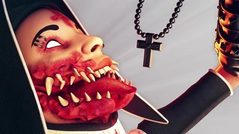 Cursed Nun VJ Loop Stock Footage 154715387