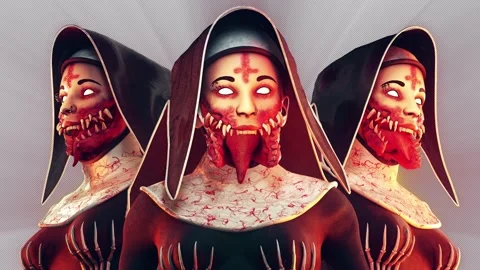 Cursed Nun VJ Loop Stock Footage 154715471