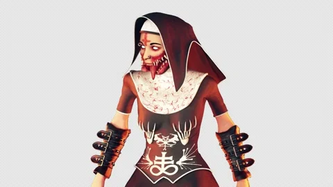 Cursed Nun VJ Loop Stock Footage 154715770