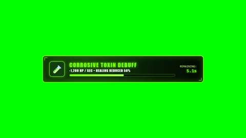 Cursed Poison Toxic Debuff Status Gauge on Green Screen Video stock 346483971