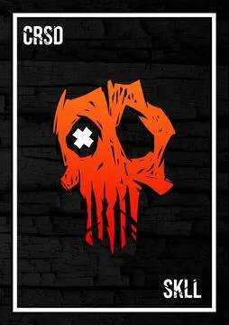 Cursed red Skull hand drawn printable poster concept Stockillustratie