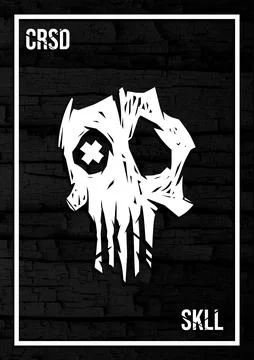 Cursed Skull hand drawn printable poster concept Stock Illustration
