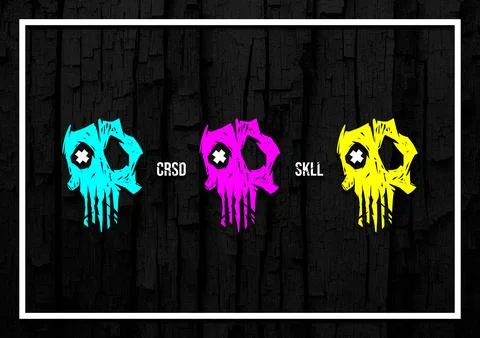 Cursed Skull hand drawn printable poster concept Stock Illustration