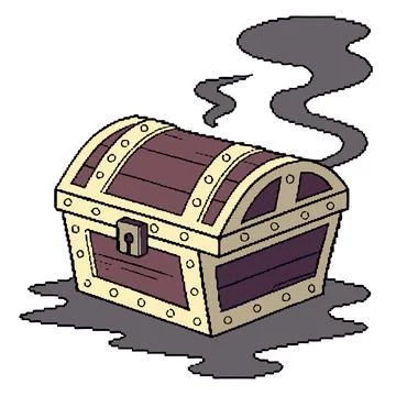 Cursed Treasure Chest 8-Bit Pixel Art Stock Illustration