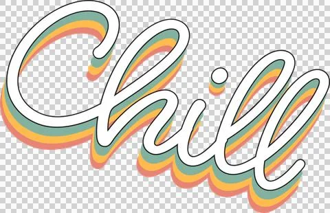 Cursive Chill text is floating on transparent backdrop with white fill black 스톡 일러스트