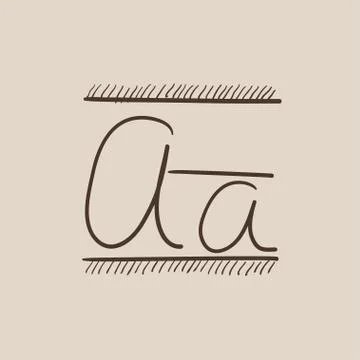 Cursive letter a sketch icon Stock Illustration