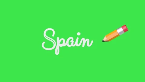 Cursive “Spain” country name is written by a pencil on a chroma key 動画素材 323450038