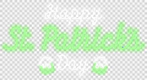 Cursive text is glowing green saying Happy St Patricks Day on transparent Illustrazione stock