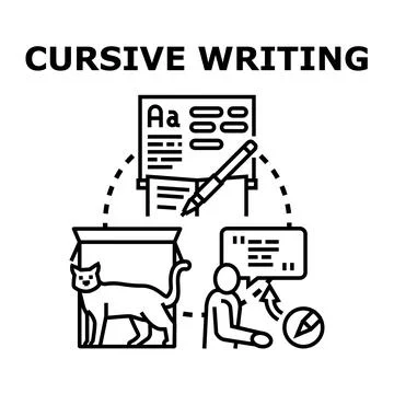Cursive writing education learning language skill concept Stock Illustration