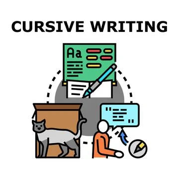 Cursive writing education learning language skill concept Stock Illustration