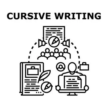Cursive writing skills learning education concept Illustrazione stock