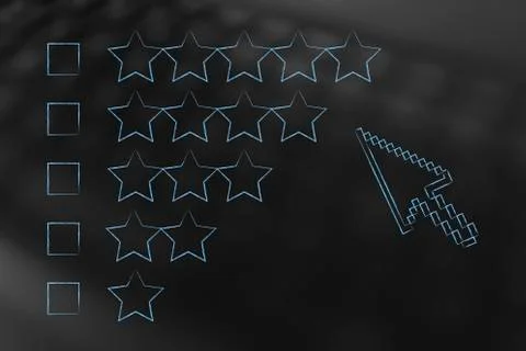 Cursor about to click an option among different star rating categories Illustrazione stock