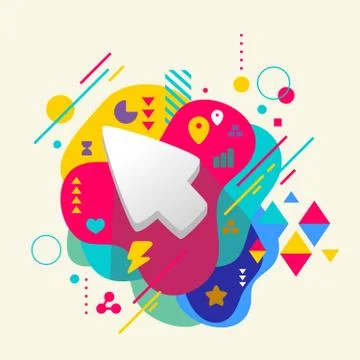 Cursor on abstract colorful spotted background with different el イラスト素材