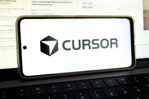 Cursor ai code editor app on smartphone Stockfoto's