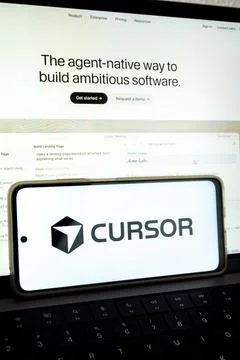Cursor ai software development tool on smartphone Stockfoto's