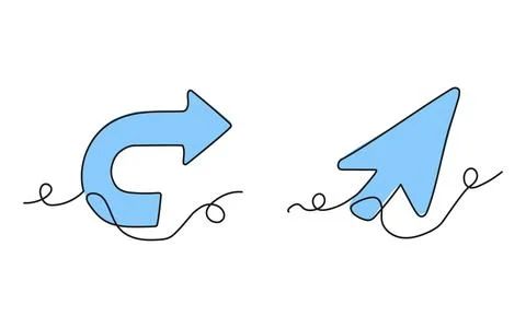Cursor and arrow in continuous line drawing style. Illustrazione stock
