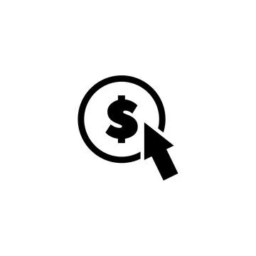 Cursor and Dollar Coin, Arrow with USD. Flat Vector Icon illustration. Simple Stock Illustration