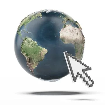 Cursor and Globe. Earth map provided by NASA Stock Illustration