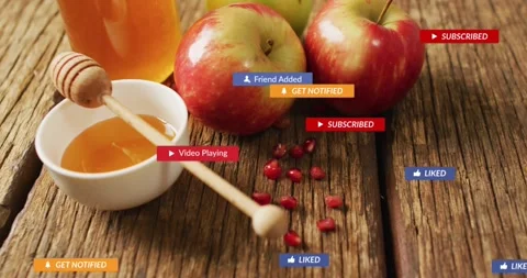 Cursor appearing, UI labels filling honey, apples and seeds, then clearing, Stock Footage 323273489