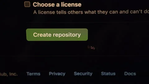 Cursor Arrow Clicks On Create Repository Button In GitHub Docs. close up Stock Footage 164826746
