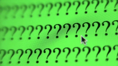 Cursor Arrow on Computer Screen Surrounded by Question Marks Stock Footage 108646