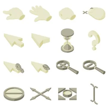 Cursor arrow hand icons set, isometric style Stock Illustration