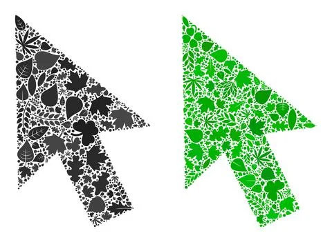 Cursor Arrow Icon Botany Collage of Floral Elements Stock Illustration