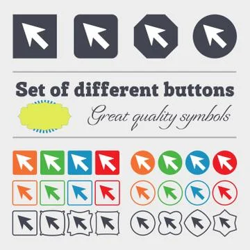 Cursor, arrow icon sign. Big set of colorful, diverse, high-quality buttons. イラスト素材