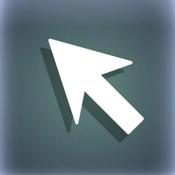 Cursor, arrow icon sign. On the blue-green abstract background with shadow and s イラスト素材