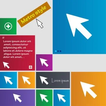 Cursor, arrow icon sign. Metro style buttons. Modern interface website button Ilustración de archivo