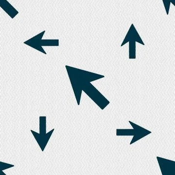 Cursor, arrow icon sign. Seamless pattern with geometric texture. Vector 库存插图
