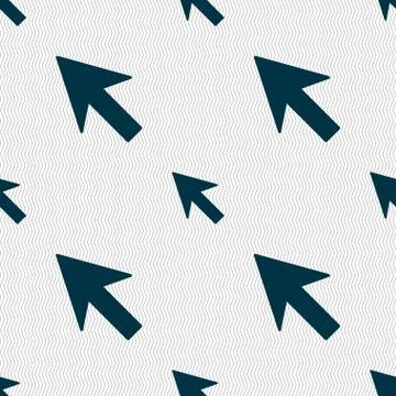 Cursor, arrow icon sign. Seamless abstract background with geometric shapes.  스톡 일러스트
