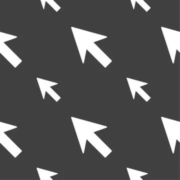 Cursor, arrow icon sign. Seamless pattern on a gray background. Vector Stock Illustration