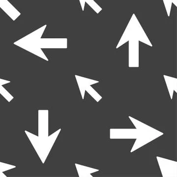 Cursor, arrow icon sign. Seamless pattern on a gray background. Vector Illustrazione stock