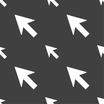 Cursor, arrow icon sign. Seamless pattern on a gray background. Vector Illustrazione stock