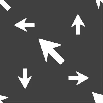 Cursor, arrow icon sign. Seamless pattern on a gray background. Stock Illustration