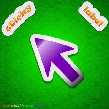 Cursor, arrow icon sign. Symbol chic colored sticky label on green background イラスト素材
