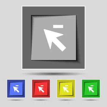 Cursor, arrow minus icon sign on the original five colored buttons. Vector イラスト素材