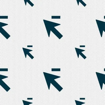 Cursor, arrow minus icon sign. Seamless pattern with geometric texture. Vecto Stock Illustration